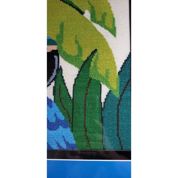 Beautiful Handmade Parrot Cross Stitch, Professionally Framed, 18" x 18" Frame - Picture 5 of 7